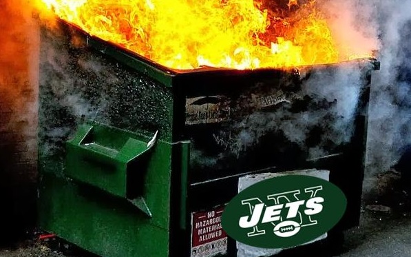 Image result for ny jets dumpster fire pics